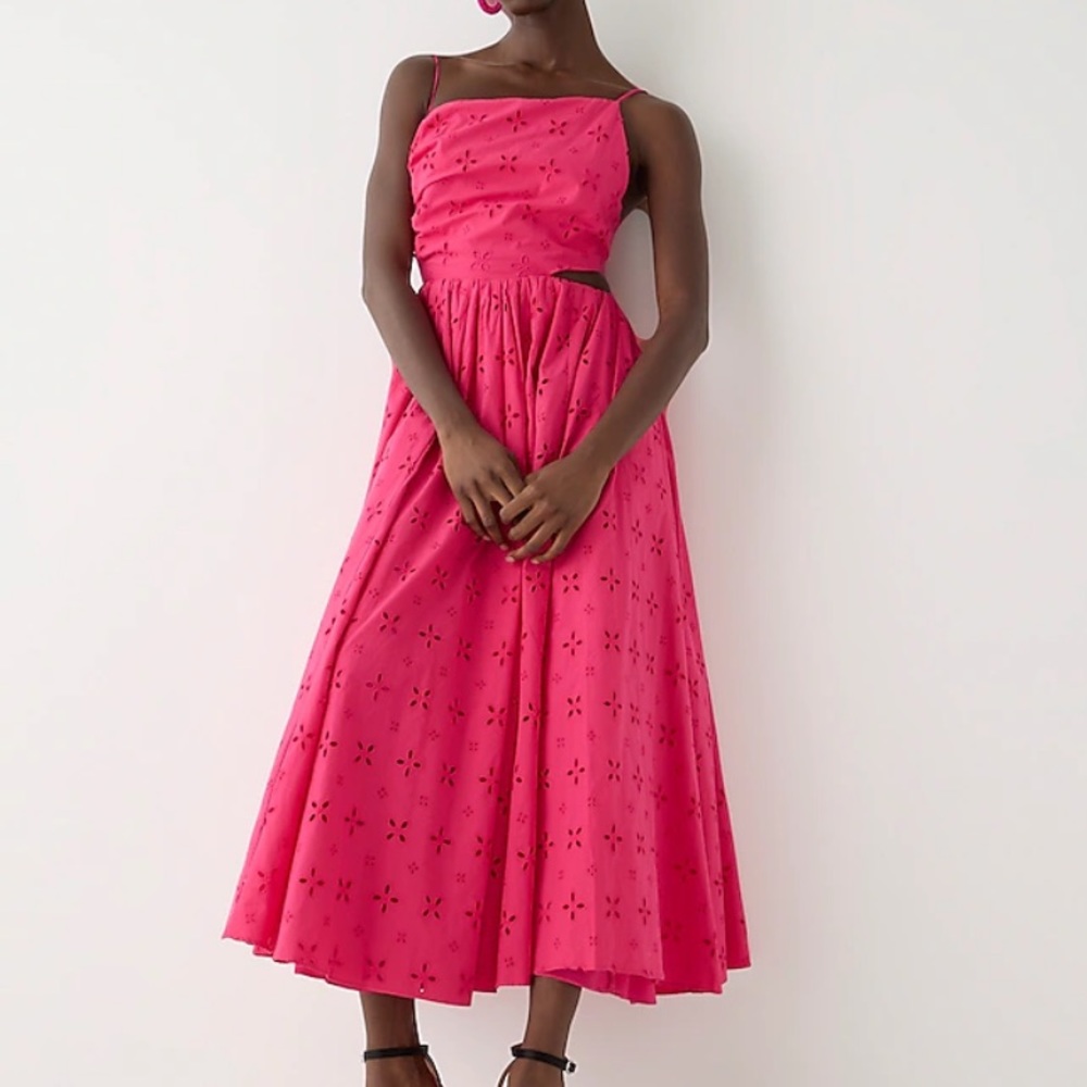 JCrew Collection side-cutout midi dress in eyelet